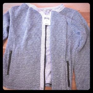 Lucky brand navy blue and cream zip up jacket